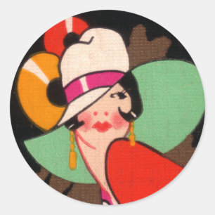 VINTAGE ART DECO LADY STICKERS