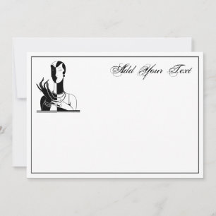 Vintage Art Deco Lady With Pearls Black Transp