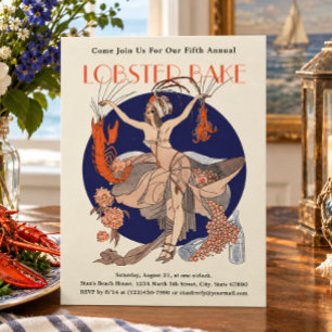 Vintage Art Deco Lobster Bake Invitation Template