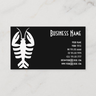 Vintage Art Deco Lobster in White on Black Business Card