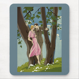 Vintage Art Deco Love and Romance Newlyweds Couple Mouse Mat