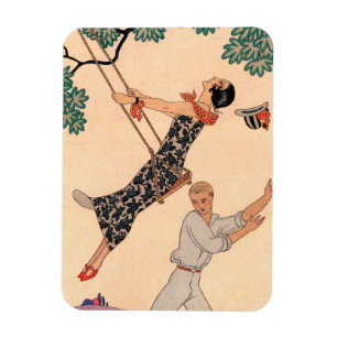 Vintage Art Deco Love, The Swing by George Barbier Magnet