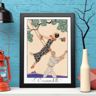 Vintage Art Deco Love, The Swing by George Barbier Poster
