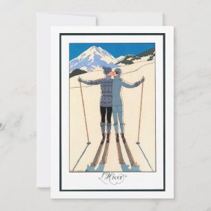 Vintage Art Deco, Lovers in Snow by George Barbier