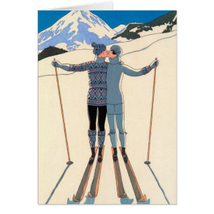 Vintage Art Deco, Lovers in Snow by George Barbier