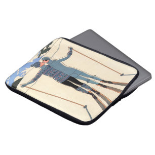 Vintage Art Deco, Lovers in Snow by George Barbier Laptop Sleeve