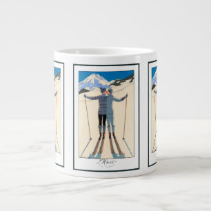 Vintage Art Deco, Lovers in Snow by George Barbier Large Coffee Mug