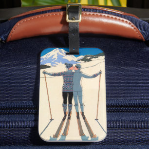 Vintage Art Deco, Lovers in Snow by George Barbier Luggage Tag