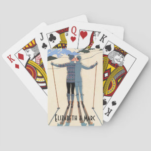 Vintage Art Deco, Lovers in Snow by George Barbier Playing Cards