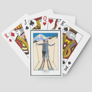 Vintage Art Deco, Lovers in Snow by George Barbier Playing Cards