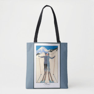 Vintage Art Deco, Lovers in Snow by George Barbier Tote Bag