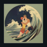 Vintage Art Deco Lovers Kiss in the Waves at Beach<br><div class="desc">Vintage illustration art deco love and romance image with a young couple hugging and kissing under the surf,  an ocean wave at the beach. Artist: George Barbier,  c. 1921.</div>