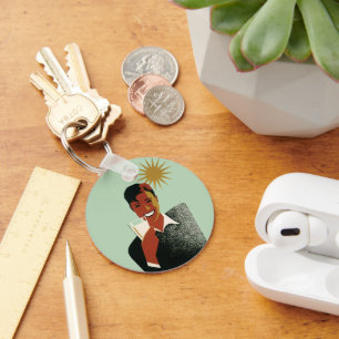 Vintage Art Deco Man, Cold Drinks in the Summer Key Ring