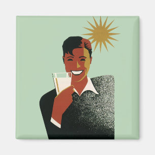 Vintage Art Deco Man, Cold Drinks in the Summer Magnet