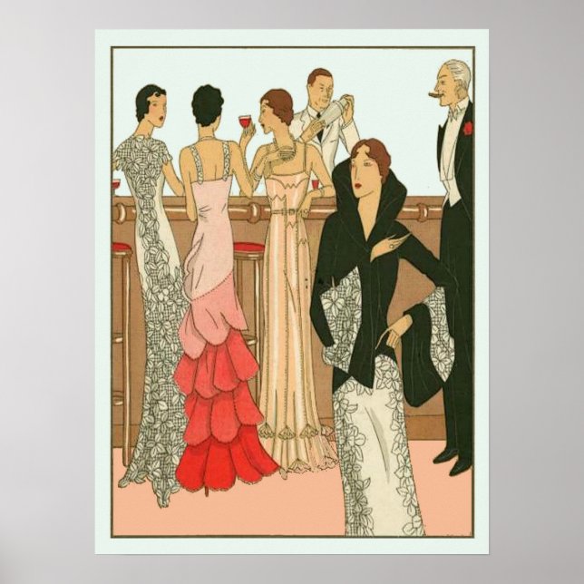 Vintage Art Deco Martini Party Poster (Front)
