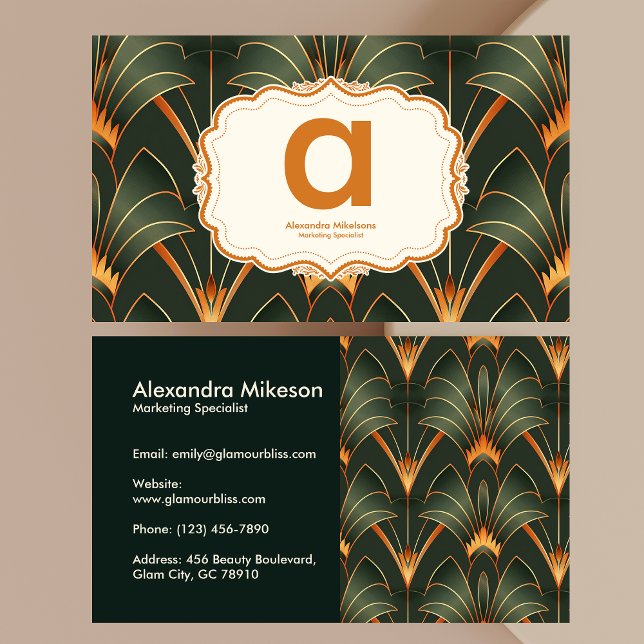 Vintage Art Deco Monogram Business Card (Creator Uploaded)
