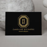 Vintage Art Deco Monogram Gold/Black Business Card<br><div class="desc">A glamourous faux gold frame containing your initials becomes an instant logo on this sleek black business card design. The vintage art deco aesthetic is perfect for interior designers, bloggers, stylists, boutiques, salons or any stylish professional looking for a luxe edge in their business. This double sided card allows ample...</div>