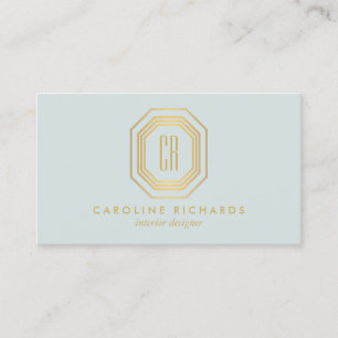 Vintage Art Deco Monogram Gold/Mint Business Card