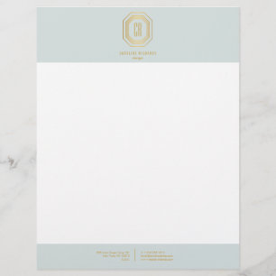 Vintage Art Deco Monogram Gold/Mint Custom Letterhead