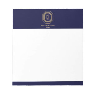 Vintage Art Deco Monogram Gold/Navy Notepad