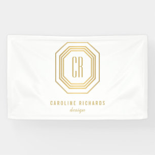 Vintage Art Deco Monogram Gold/White Banner
