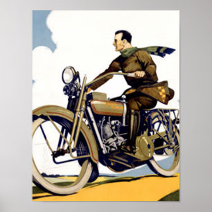 Vintage Art Deco Motorbyke Print