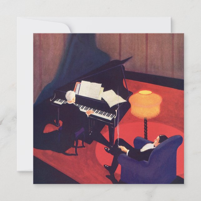 Vintage Art Deco Music Lounge Piano Player Pianist (Front)