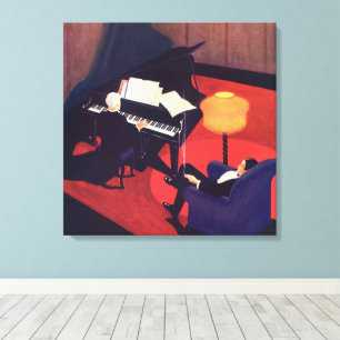 Vintage Art Deco Music Lounge Piano Player Pianist Canvas Print