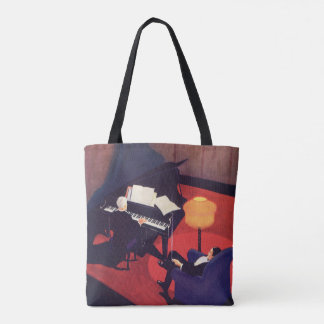 Vintage Art Deco Music Lounge Piano Player Pianist Tote Bag