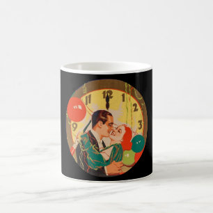 Vintage Art Deco New Year’s Eve Kiss Clock  Coffee Mug