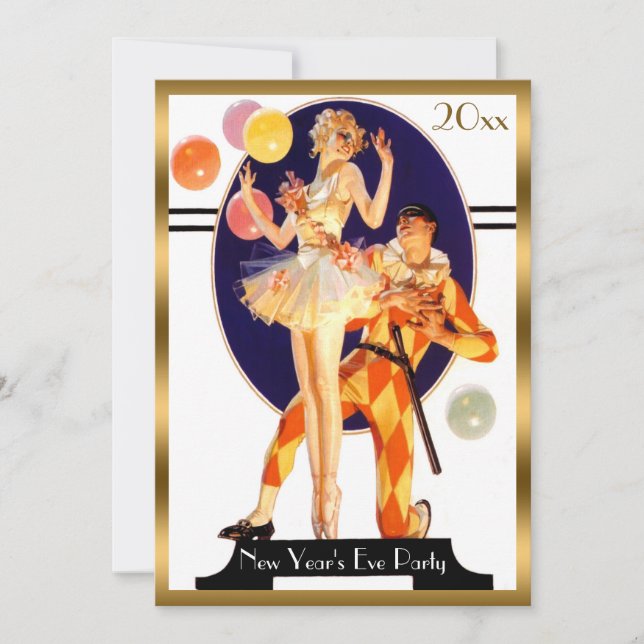 Vintage Art Deco New Year's Eve Party Invitation (Front)