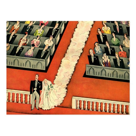 Vintage Art Deco Newlyweds, Change of Address Postcard