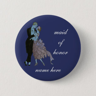 Vintage Art Deco Newlyweds, Love Wedding Dance 6 Cm Round Badge