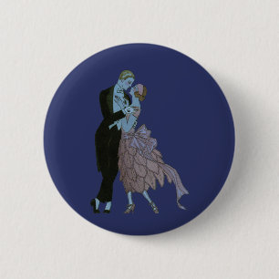 Vintage Art Deco Newlyweds, Love Wedding Dance 6 Cm Round Badge