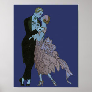 Vintage Art Deco Newlyweds, Love Wedding Dance Poster