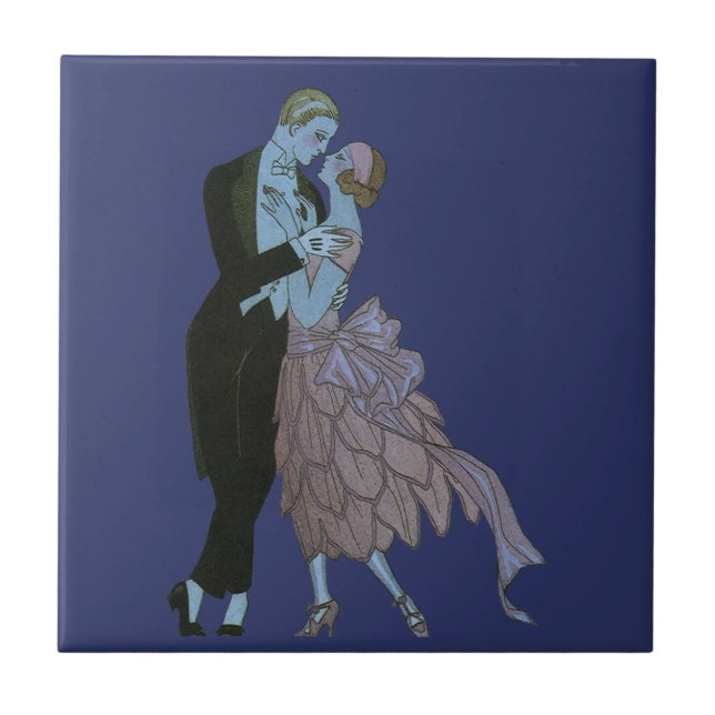 Vintage Art Deco Newlyweds, Love Wedding Dance Tile (Front)
