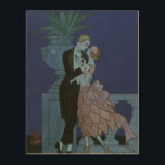 Vintage Art Deco Newlyweds, Oui by George Barbier<br><div class="desc">Vintage illustration love and romance art deco image with a man and a woman dressed in formal attire ballroom dancing in the moonlight; she is in an elegant wedding gown resembling a flower with petals and he is in his finest tuxedo. The couple is standing on a balcony overlooking the...</div>