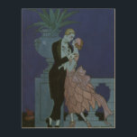 Vintage Art Deco Newlyweds, Oui by George Barbier<br><div class="desc">Vintage illustration love and romance art deco image with a man and a woman dressed in formal attire ballroom dancing in the moonlight; she is in an elegant wedding gown resembling a flower with petals and he is in his finest tuxedo. The couple is standing on a balcony overlooking the...</div>