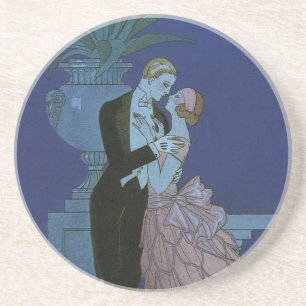 Vintage Art Deco Newlyweds, Oui by George Barbier Coaster