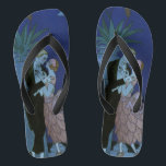 Vintage Art Deco Newlyweds, Oui by George Barbier Flip Flops<br><div class="desc">Vintage illustration love and romance art deco image with a man and a woman dressed in formal attire ballroom dancing in the moonlight; she is in an elegant wedding gown resembling a flower with petals and he is in his finest tuxedo. The couple is standing on a balcony overlooking the...</div>