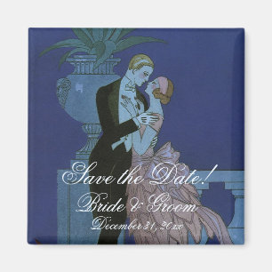 Vintage Art Deco Newlyweds, Oui by George Barbier Magnet