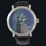 Vintage Art Deco Newlyweds, Oui by George Barbier Watch<br><div class="desc">Vintage illustration love and romance art deco image with a man and a woman dressed in formal attire ballroom dancing in the moonlight; she is in an elegant wedding gown resembling a flower with petals and he is in his finest tuxedo. The couple is standing on a balcony overlooking the...</div>