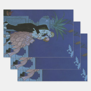 Vintage Art Deco Newlyweds, Oui by George Barbier Wrapping Paper Sheet
