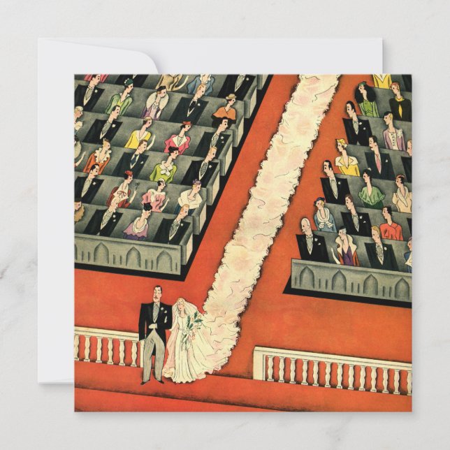 Vintage Art Deco Newlyweds, Wedding Invitation (Front)