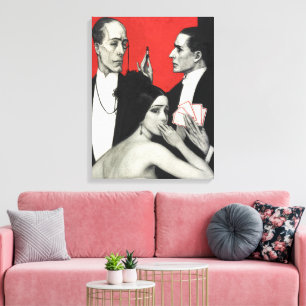 Vintage Art Deco Noir Mystery Poker Benda Art Canvas Print