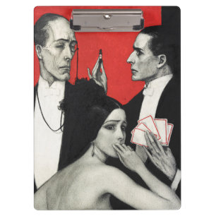 Vintage Art Deco Noir Mystery Poker Benda Art Clipboard
