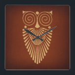 Vintage Art Deco Owl Antique Rustic Brown Style Square Wall Clock<br><div class="desc">Featuring a vintage print with an art deco owl illustration design with illustrated antique artwork on a rustic brown paper style background. Perfect for anyone who loves old fashioned style antique bird illustrations and vintage art. Find more fun vintage art pattern designs at our Vintage Atmosphere zazzle store, with thousands...</div>