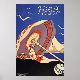 Vintage Art Deco - Para Todos - Beach Umbrella Poster