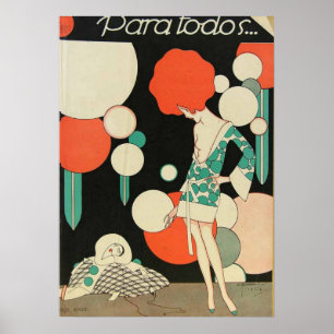 Vintage Art Deco - Para Todos - Redhead Poster