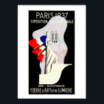 Vintage art deco Paris World expo 1937 53 x 73 Poster<br><div class="desc">Colors restored to original,  up to any size
 Poster advertisement for the Paris World exposition of 1937,  off white and white,  an d the colors of the French flag on a black background.</div>